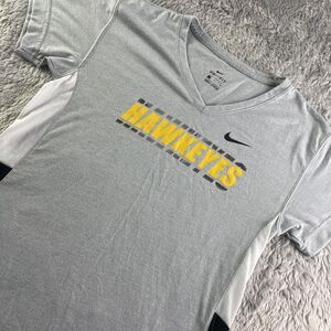 Iowa Hawkeyes Shirt Womens Small Gray Yellow Black White Nike DriFit Performance